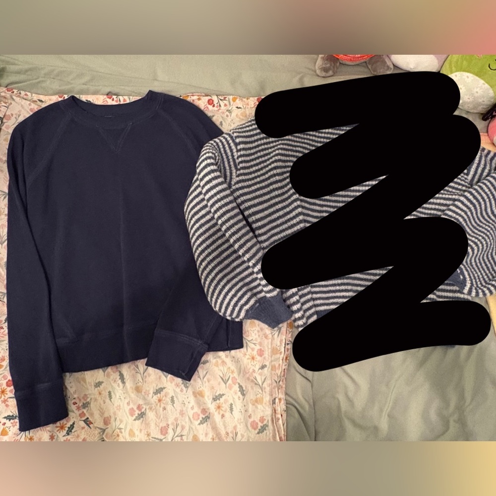 Navy and Striped Women's Sweater Set